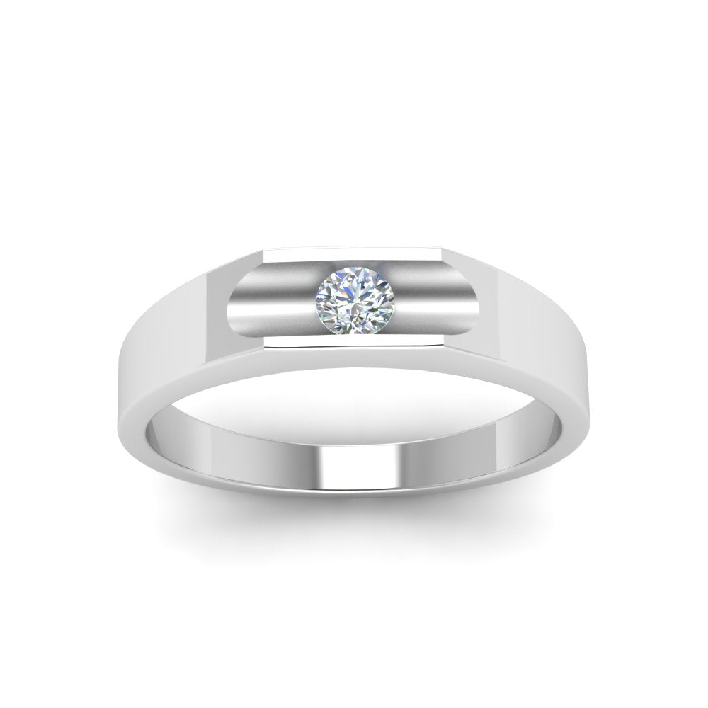 Half Bezel Solitaire Mens Diamond Ring Fascinating Diamonds