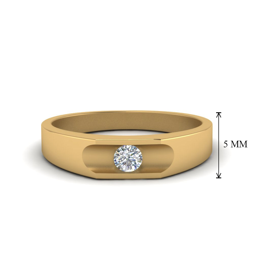 Half Bezel Solitaire Mens Diamond Ring Fascinating Diamonds