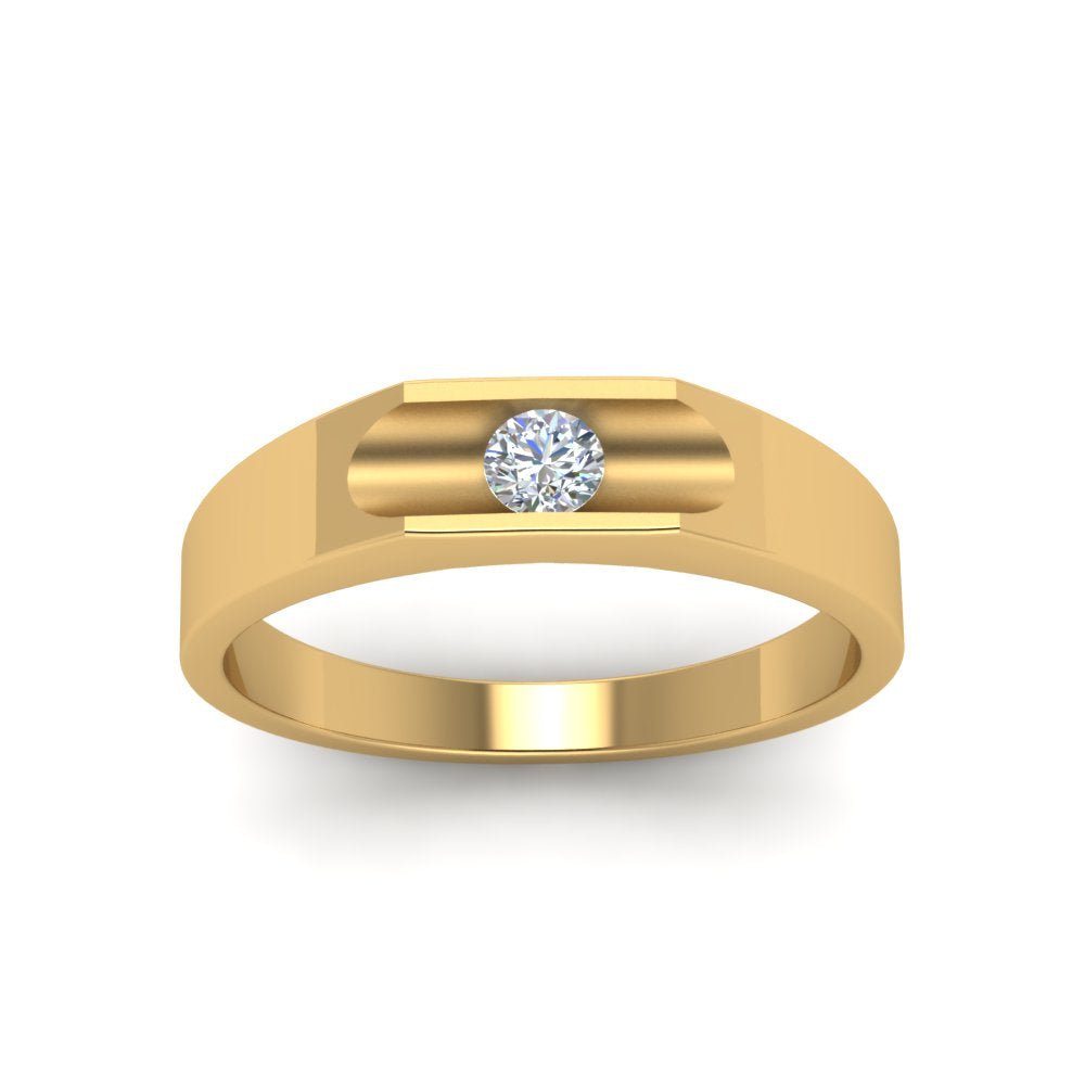 Half Bezel Solitaire Mens Diamond Ring Fascinating Diamonds