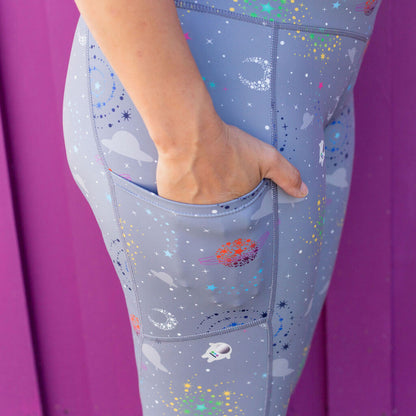 Adult "Glitterverse" Space Leggings with Pockets Princess Awesome & Boy Wonder