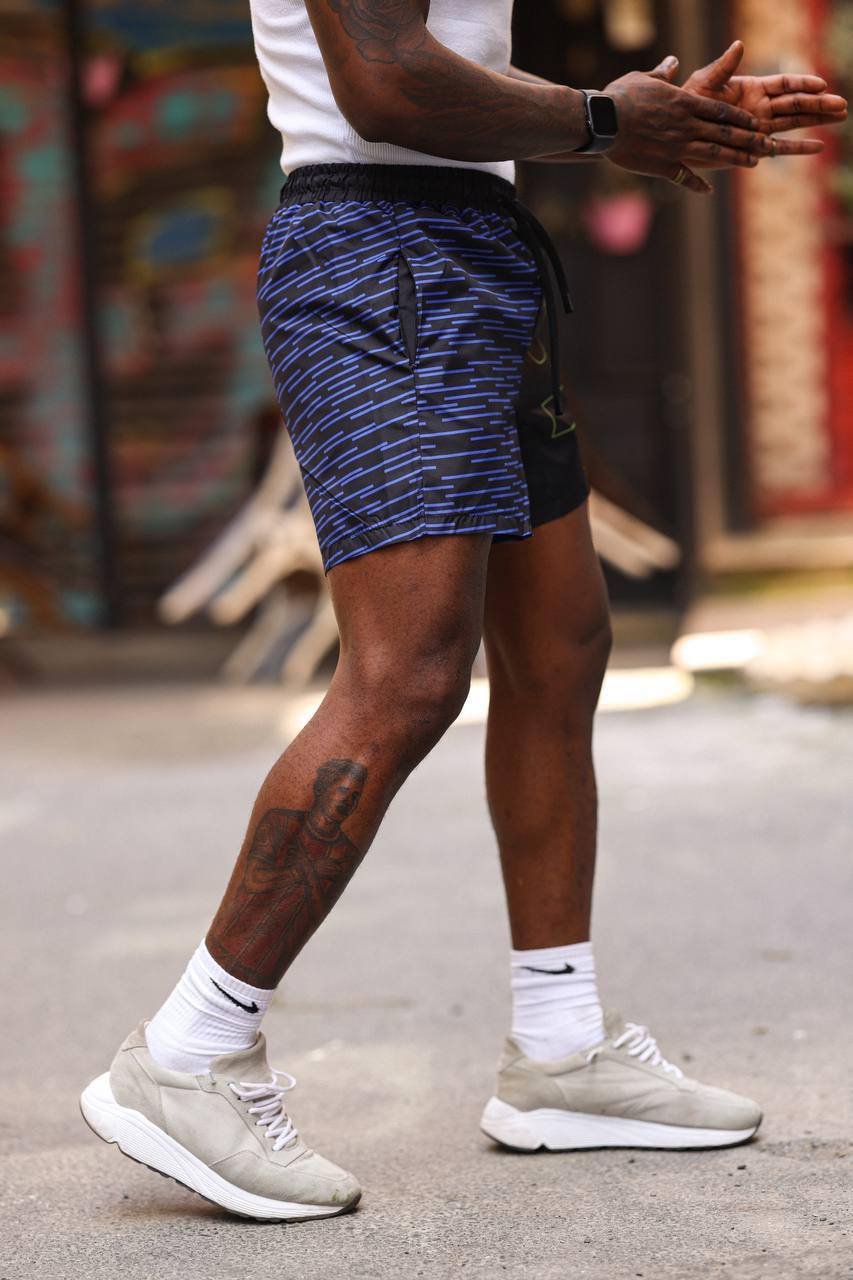 Urban Edge Split Design Men's Shorts – Dual-Tone Street Style with "FAST" Print Withinblack