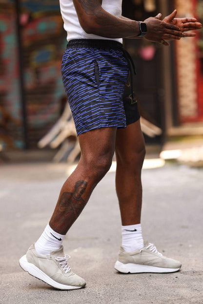 Urban Edge Split Design Men's Shorts – Dual-Tone Street Style with "FAST" Print Withinblack