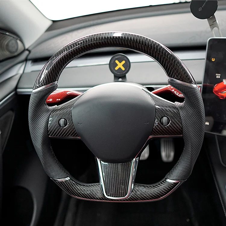 Sport Grip Carbon Fiber Steering Wheel for Tesla Model 3 / Y【Style 40】 Tesery Official Store