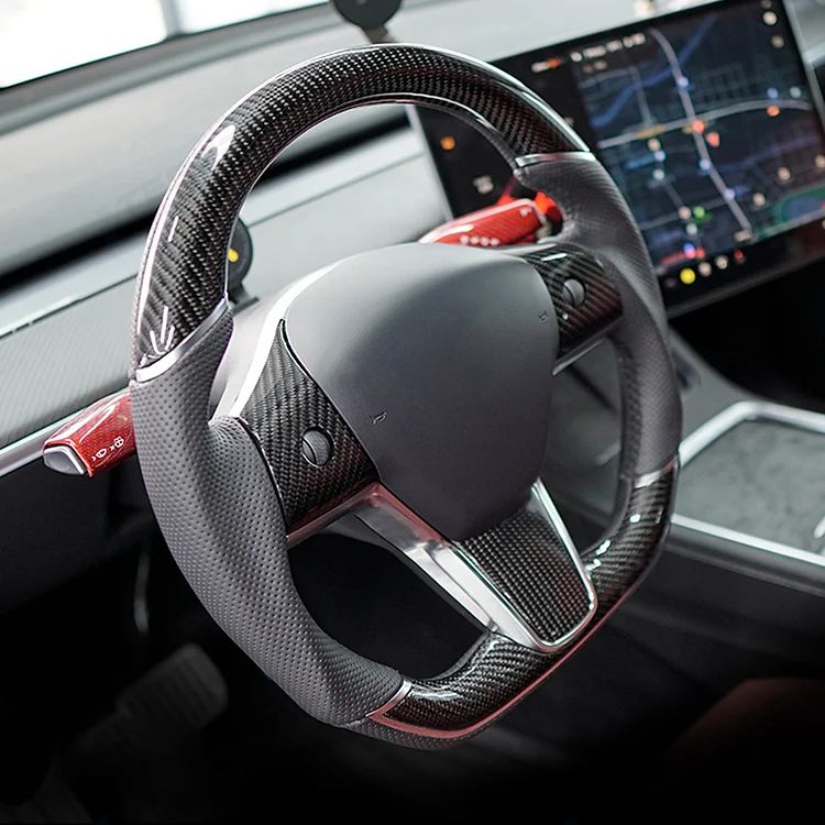 Sport Grip Carbon Fiber Steering Wheel for Tesla Model 3 / Y【Style 40】 Tesery Official Store