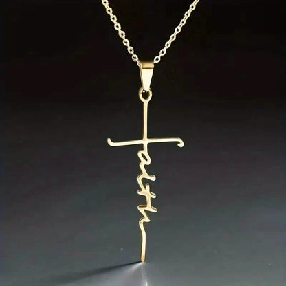 Stainless Steel Faith Word Church Prayer Religious Pendant Necklace DailySale