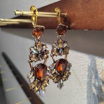 Statement Rhinestones Large Drop Earrings (MAC327) Mariam's Collection