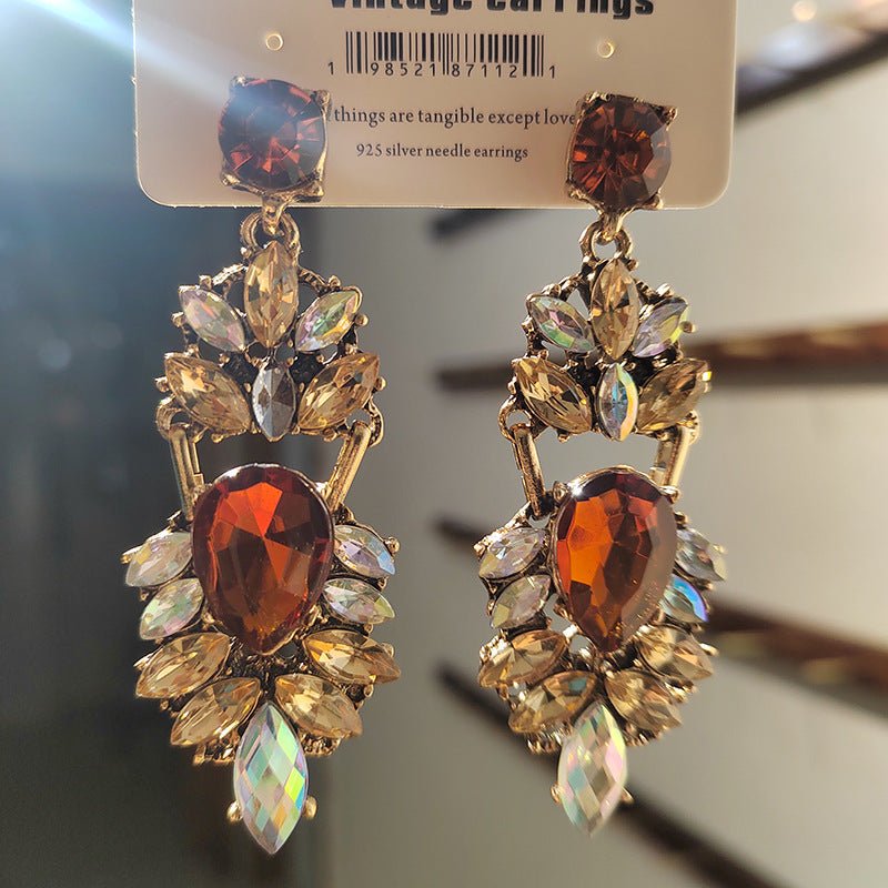 Statement Rhinestones Large Drop Earrings (MAC327) Mariam's Collection