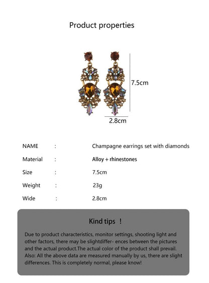 Statement Rhinestones Large Drop Earrings (MAC327) Mariam's Collection