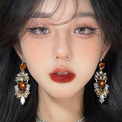 Statement Rhinestones Large Drop Earrings (MAC327) Mariam's Collection