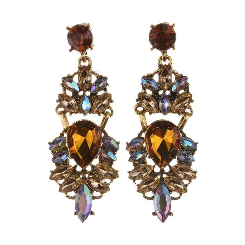 Statement Rhinestones Large Drop Earrings (MAC327) Mariam's Collection
