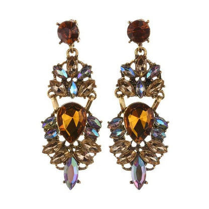 Statement Rhinestones Large Drop Earrings (MAC327) Mariam's Collection
