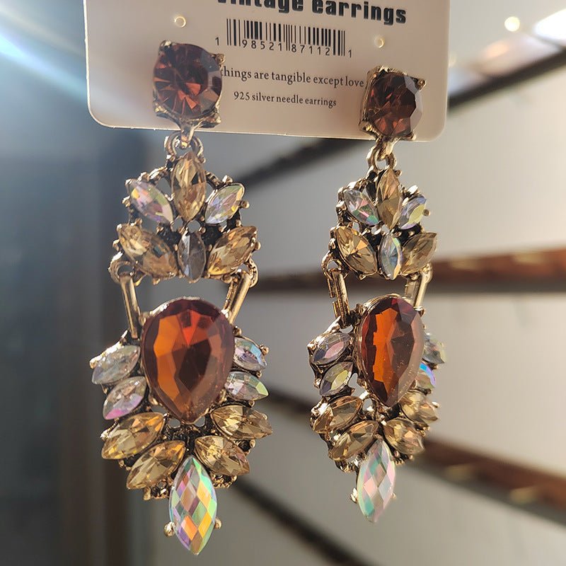 Statement Rhinestones Large Drop Earrings (MAC327) Mariam's Collection