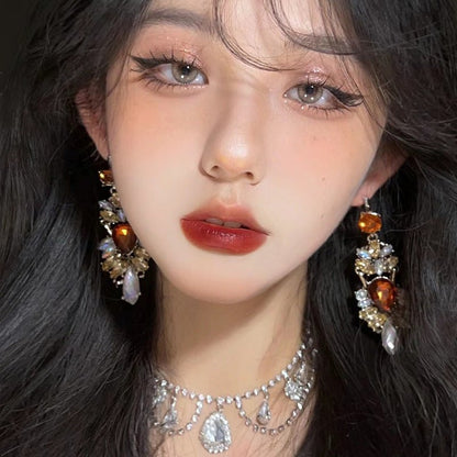 Statement Rhinestones Large Drop Earrings (MAC327) Mariam's Collection
