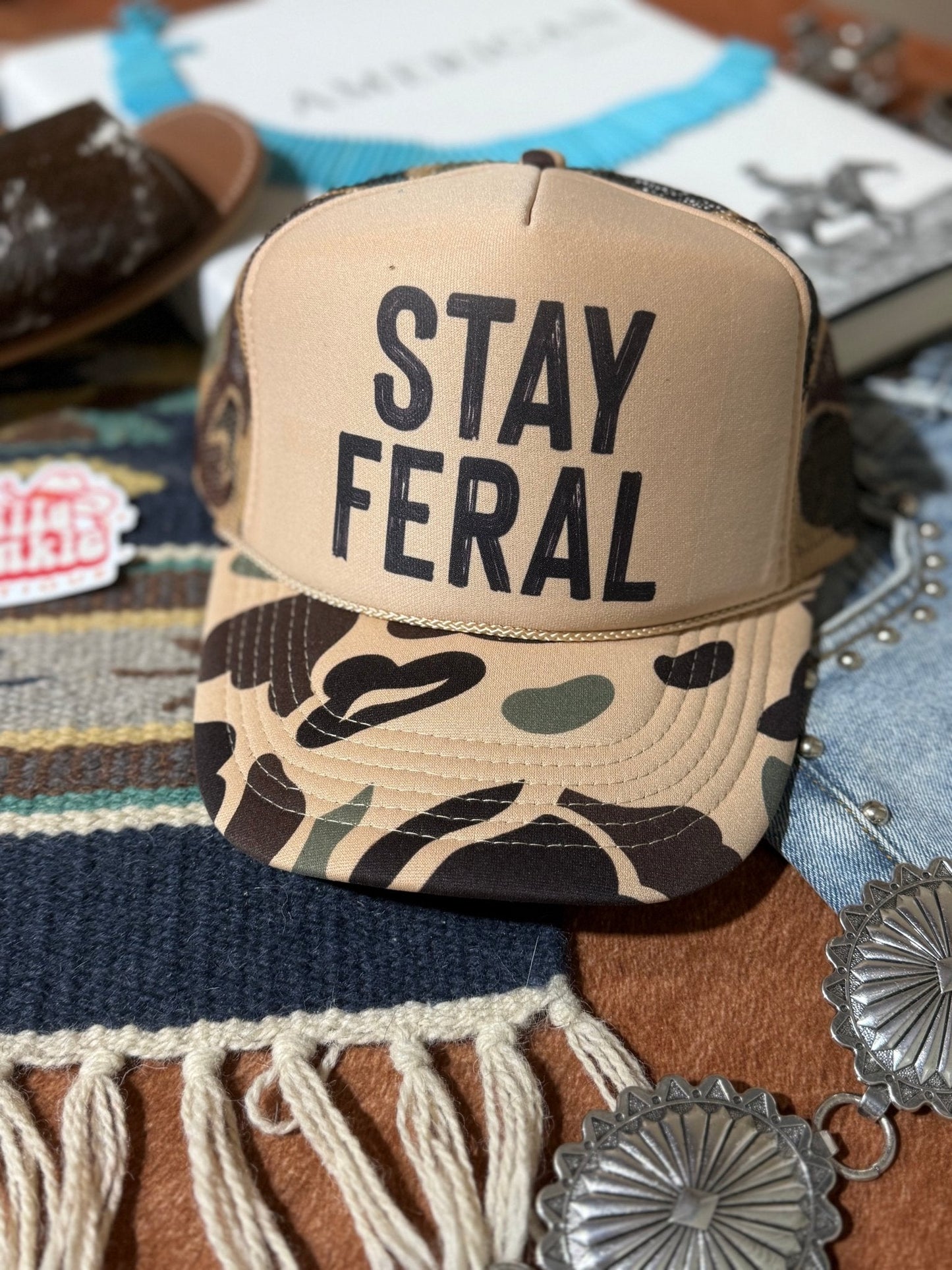Stay Feral Camo Trucker Hat Wild Junkie