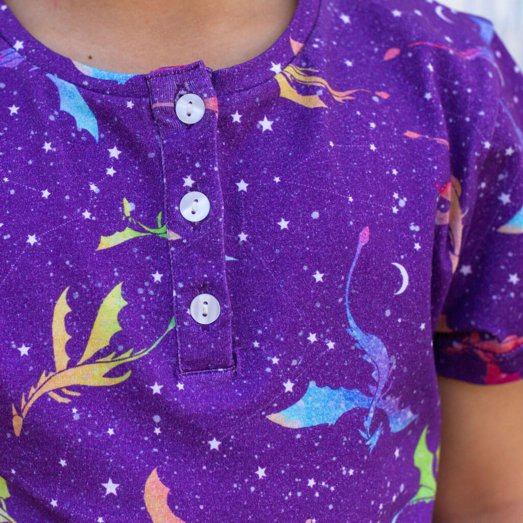 "Star Fire" Stellar Dragons Henley Short Sleeve Tee Princess Awesome & Boy Wonder
