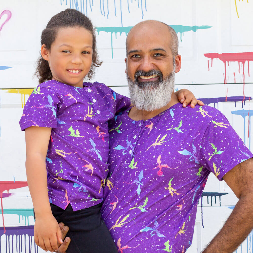 "Star Fire" Stellar Dragons Henley Short Sleeve Tee Princess Awesome & Boy Wonder