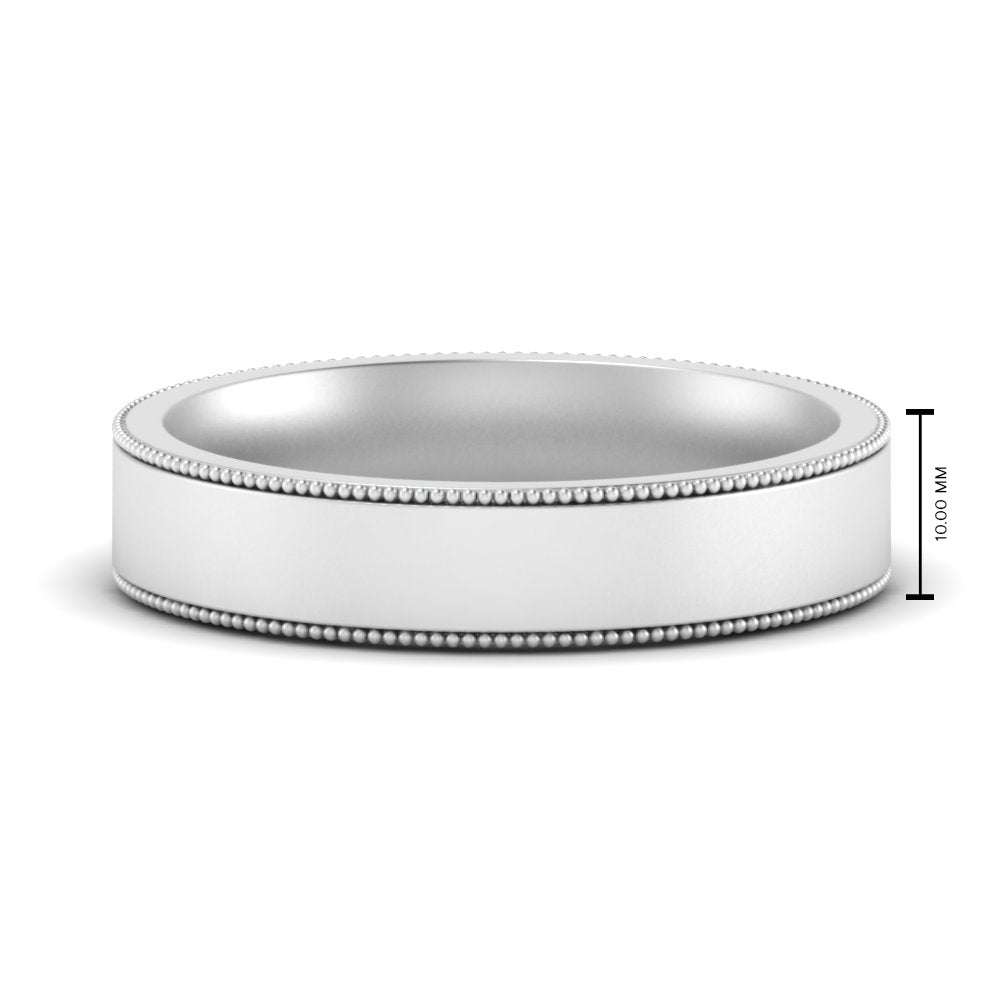 Stepped Edge Comfort Fit Flat Mens Band Fascinating Diamonds