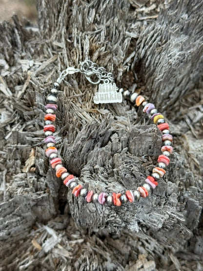 Sterling Silver Desert Sunset Shell Heishi Bead Bracelet Wild Junkie