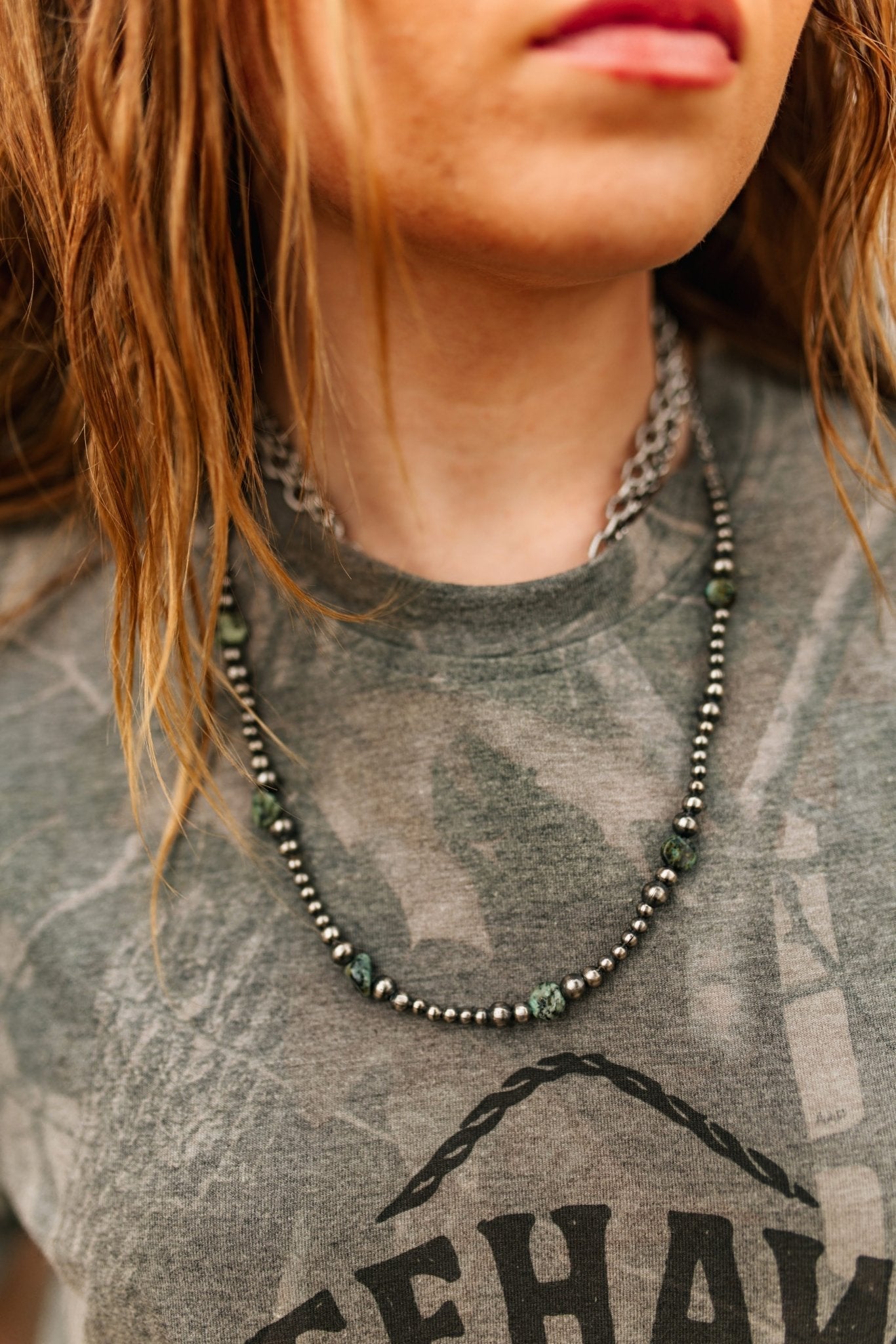 Sterling Silver Turquoise Flat Bead Necklace Wild Junkie