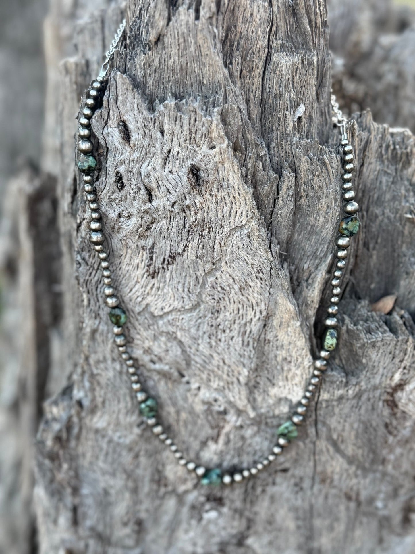 Silver Beads Turquoise Flats Beaded Necklace Wild Junkie