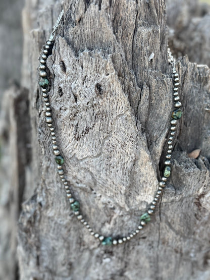 Silver Beads Turquoise Flats Beaded Necklace Wild Junkie