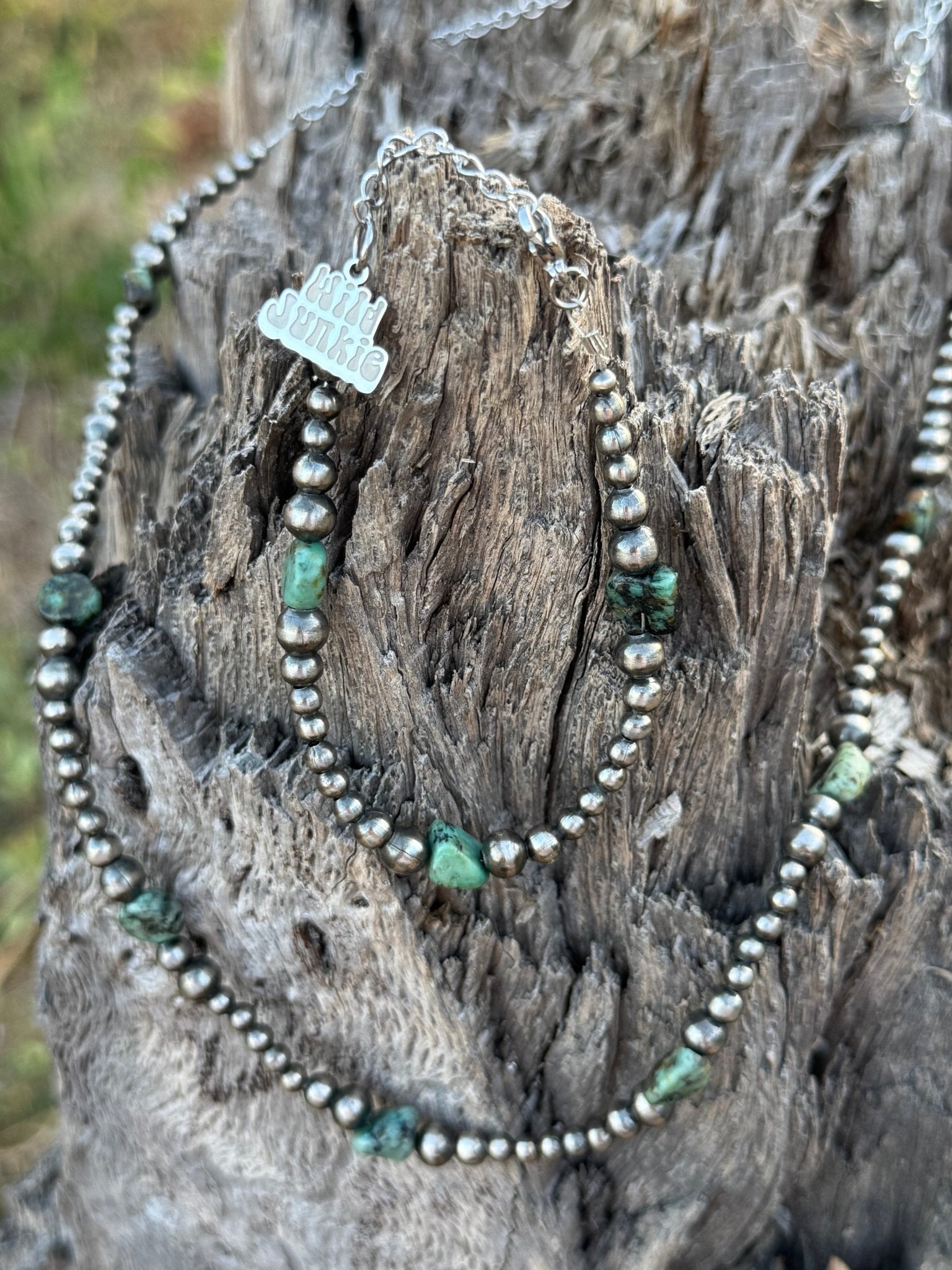 Sterling Silver Turquoise Flat Bead Necklace Wild Junkie