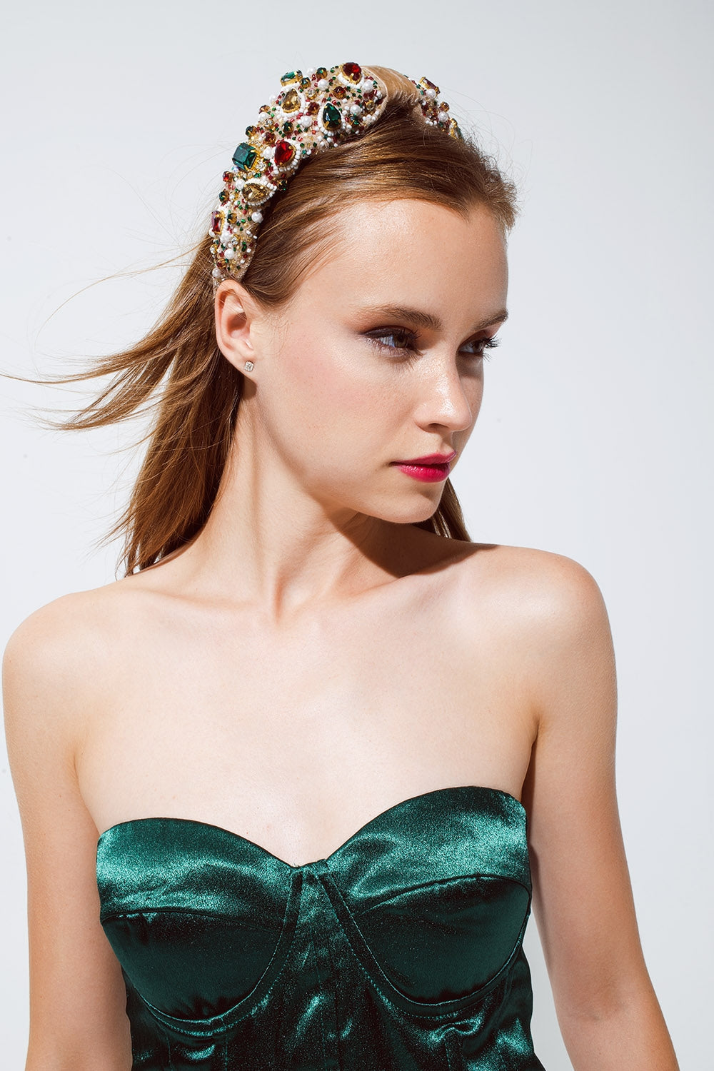 Strapless Corset Style Top In Emerald Green Q2store