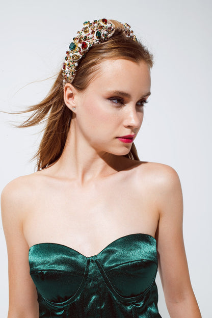 Strapless Corset Style Top In Emerald Green Q2store
