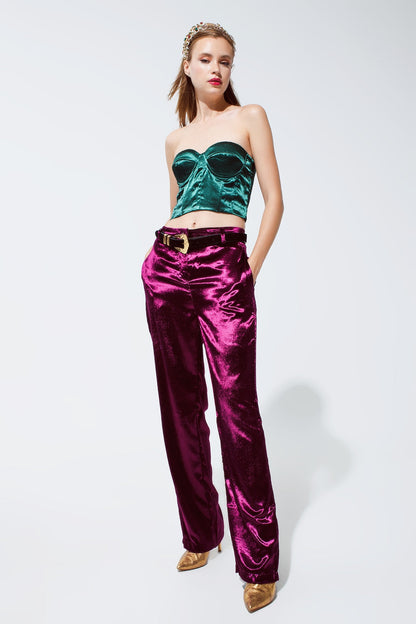 Strapless Corset Style Top In Emerald Green Q2store