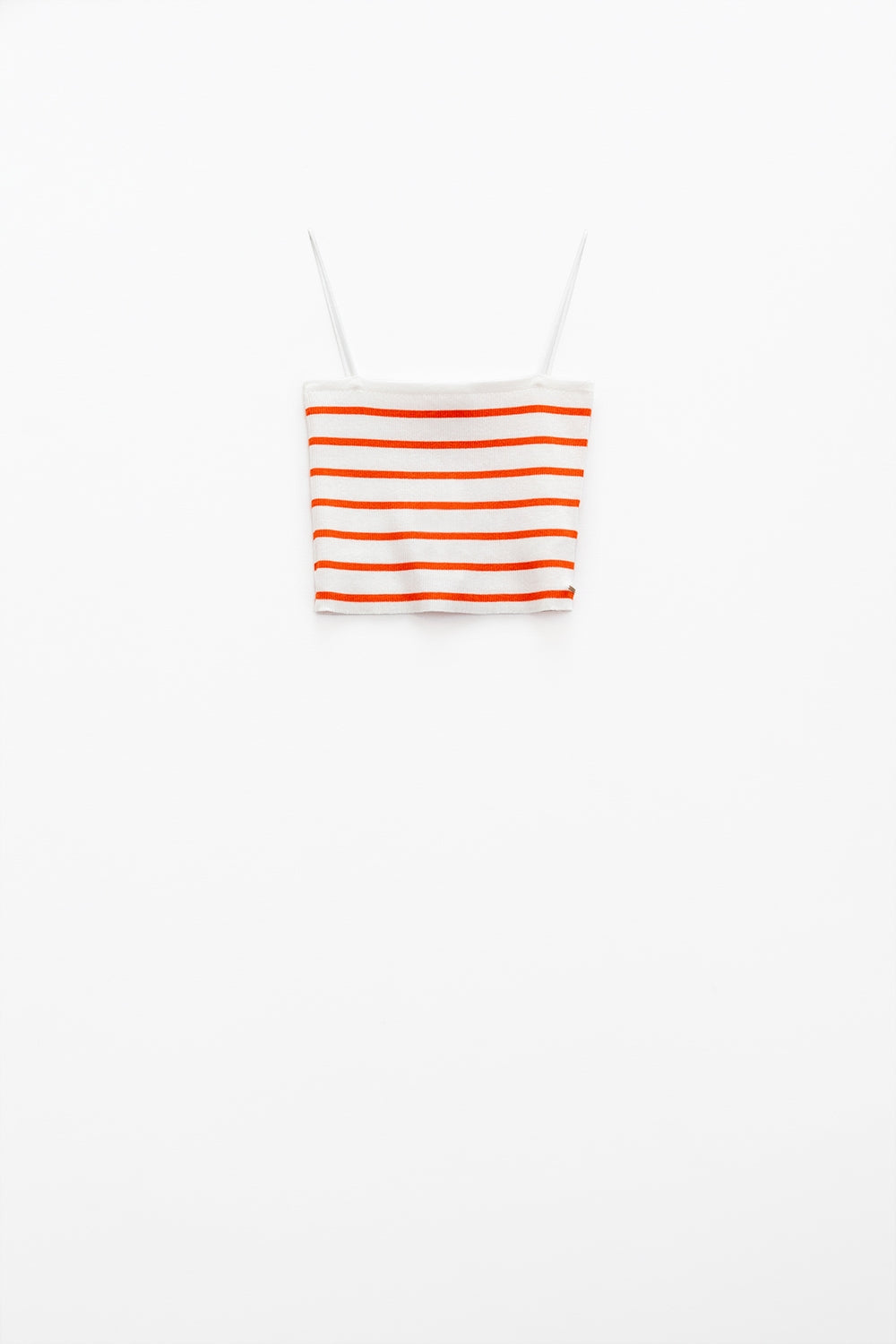 Striped White and Orange Top With Square Neckline Q2store