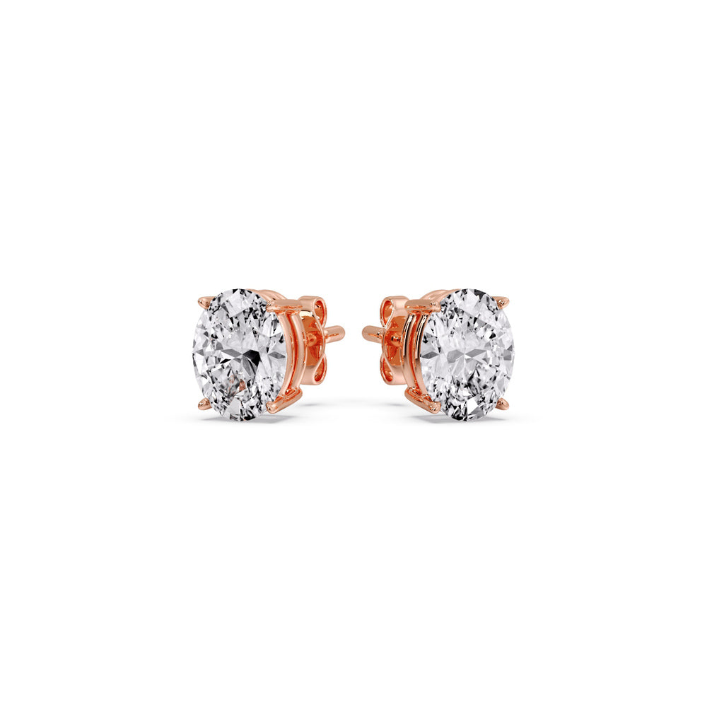 Stud Earring Basket Oval Shaped Fascinating Diamonds
