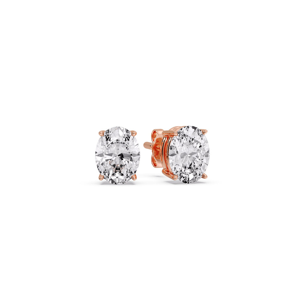 Stud Earring Basket Oval Shaped Fascinating Diamonds