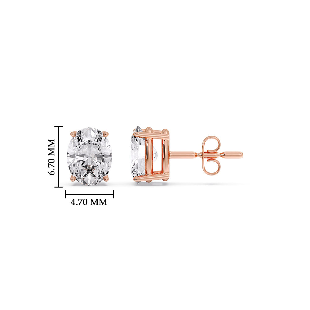Stud Earring Basket Oval Shaped Fascinating Diamonds
