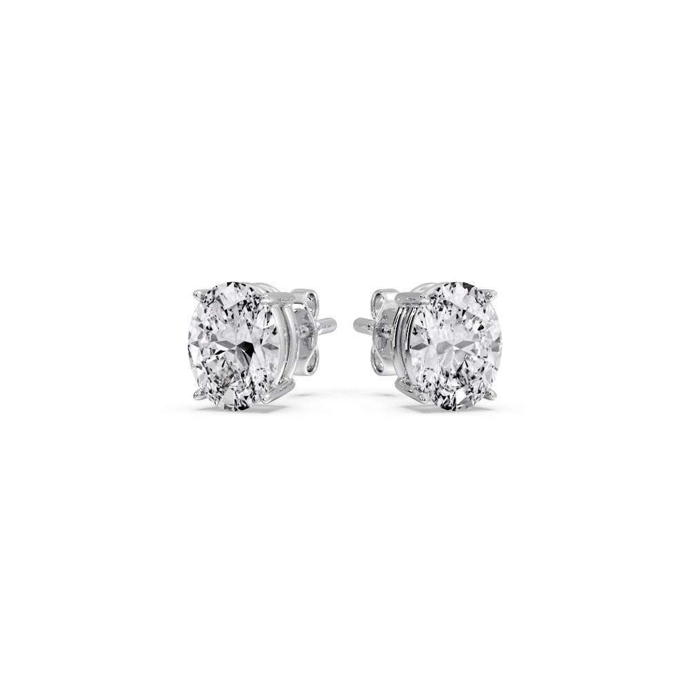 Stud Earring Basket Oval Shaped Fascinating Diamonds