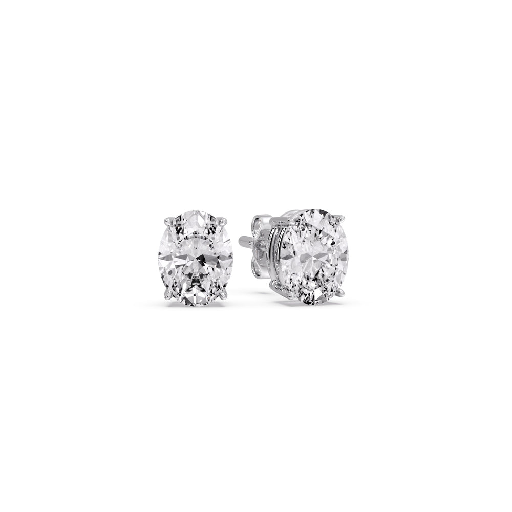 Stud Earring Basket Oval Shaped Fascinating Diamonds
