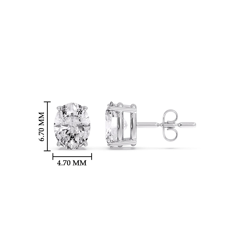 Stud Earring Basket Oval Shaped Fascinating Diamonds