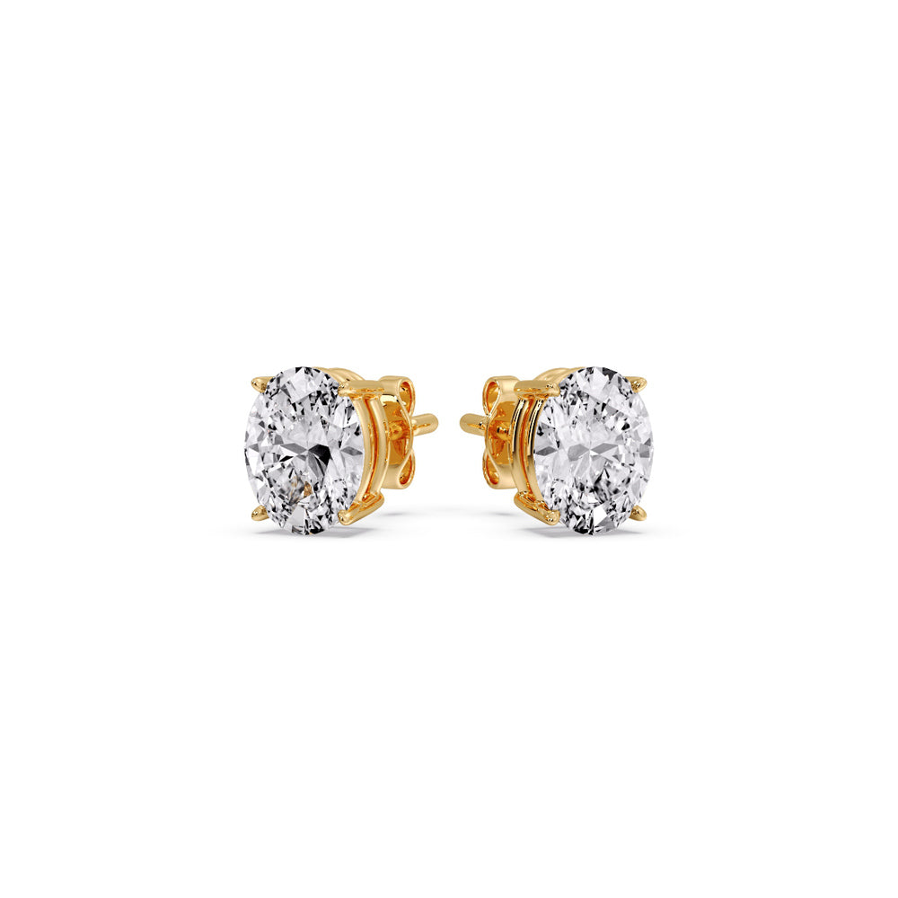 Stud Earring Basket Oval Shaped Fascinating Diamonds