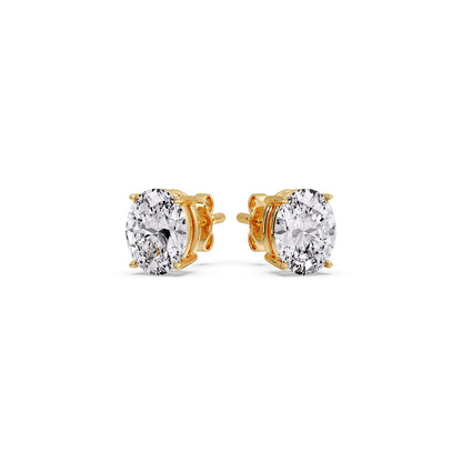 Stud Earring Basket Oval Shaped Fascinating Diamonds