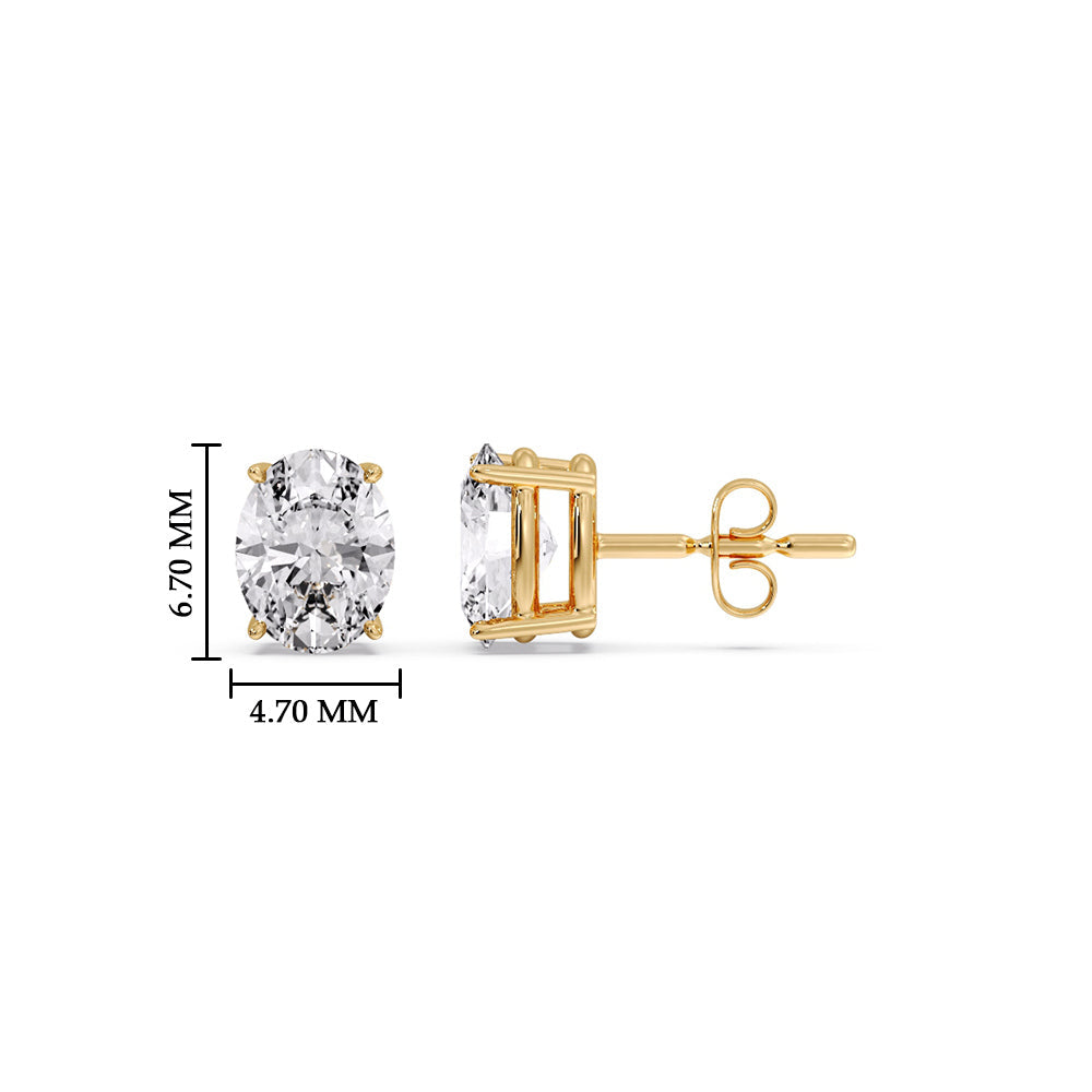 Stud Earring Basket Oval Shaped Fascinating Diamonds