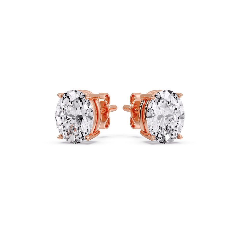 Stud Earring Basket Oval Shaped Fascinating Diamonds