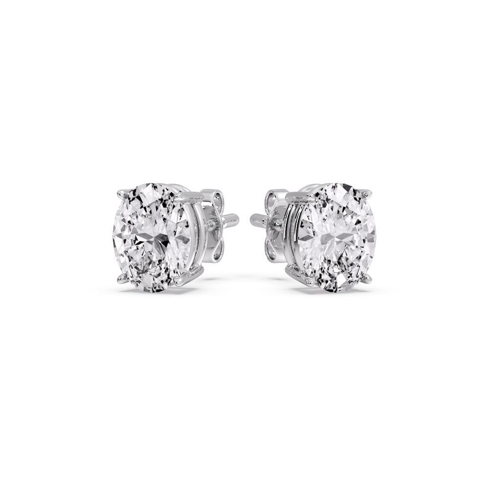Stud Earring Basket Oval Shaped Fascinating Diamonds
