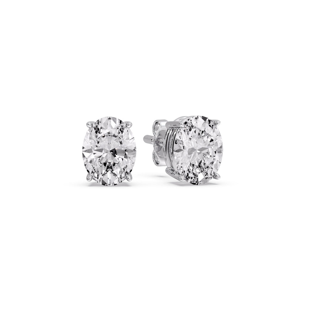 Stud Earring Basket Oval Shaped Fascinating Diamonds