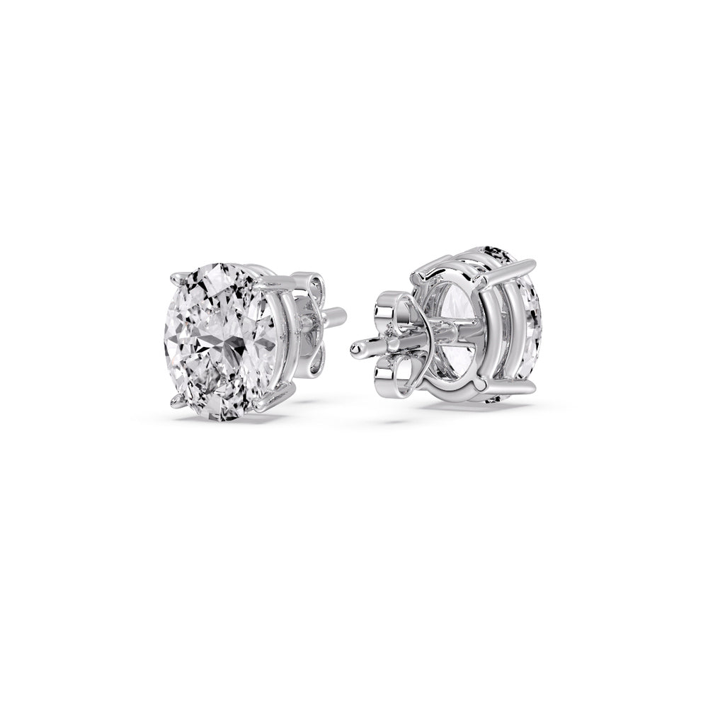 Stud Earring Basket Oval Shaped Fascinating Diamonds