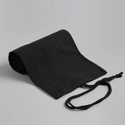 Students Roll Design Black Color Pencil Retro Canvas Wrap Up Pencil Case High Quality Stationary Pouch Stevvex
