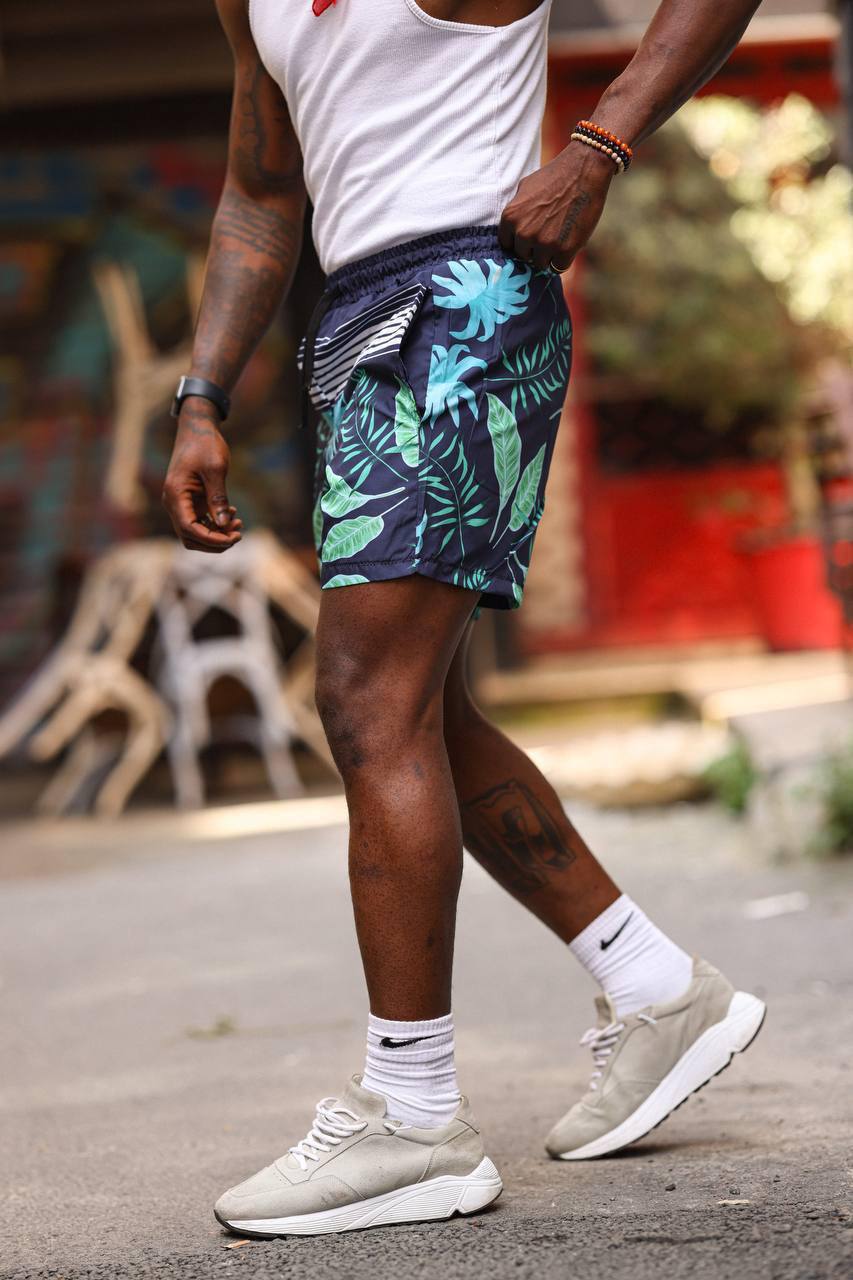Oceanic Bloom Quick-Dry Men's Shorts – Tropical Print Performance for Summer Days Withinblack