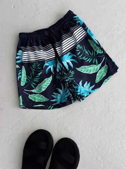 Oceanic Bloom Quick-Dry Men's Shorts – Tropical Print Performance for Summer Days Withinblack