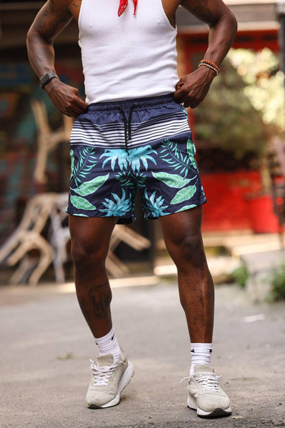 Oceanic Bloom Quick-Dry Men's Shorts – Tropical Print Performance for Summer Days Withinblack