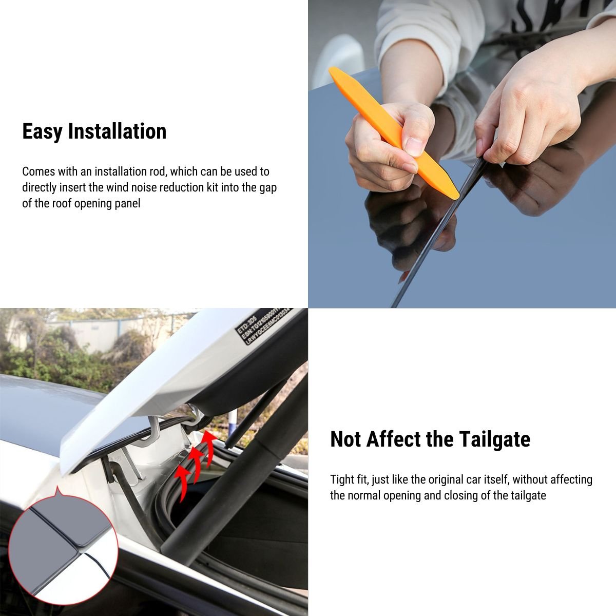 Sunroof Rubber Seal Wind Noise Reduction Kit for Model 3 | Easy Snap-In Tesery Official Store