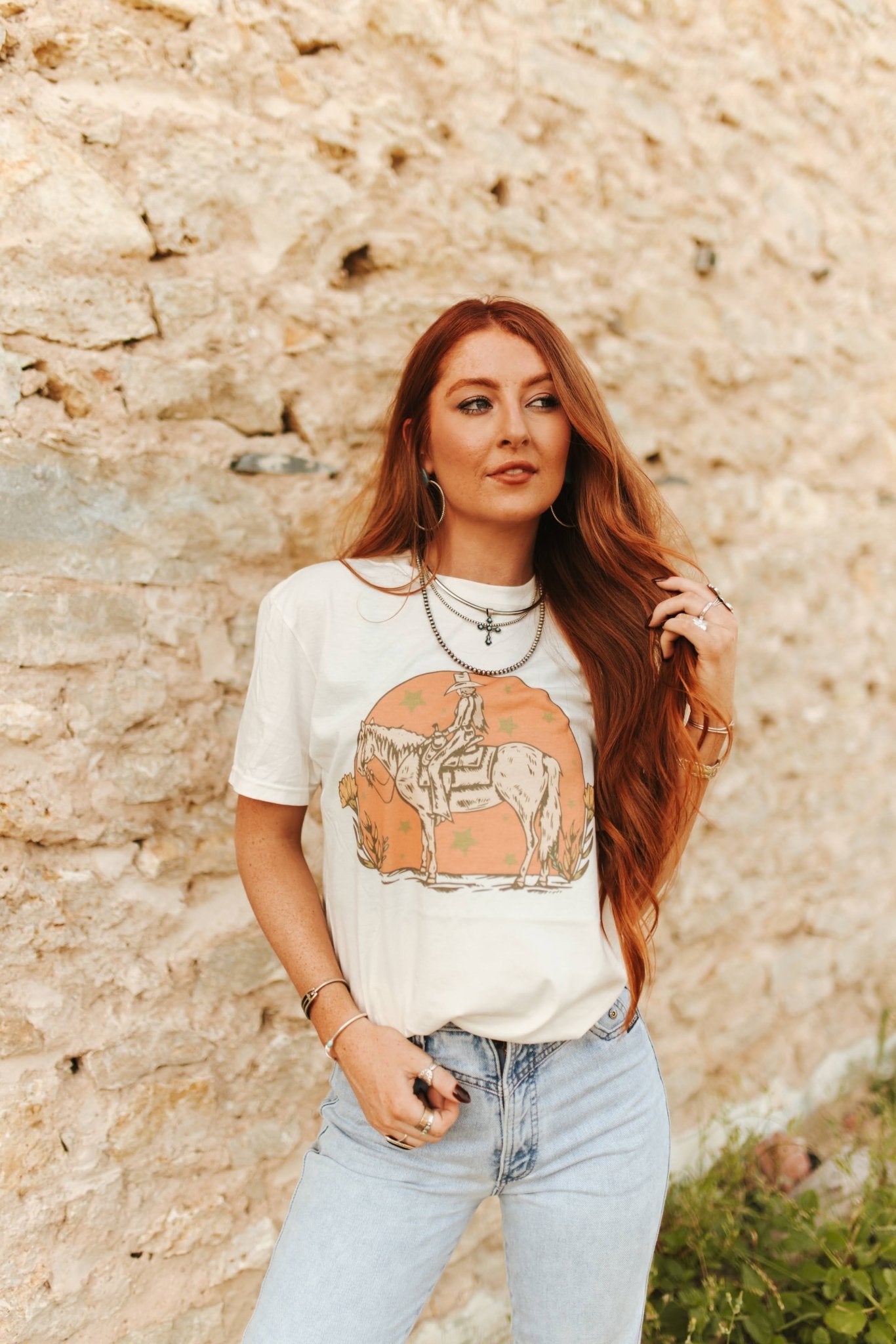 Sunset Cowgirl Rider Graphic Tee Wild Junkie