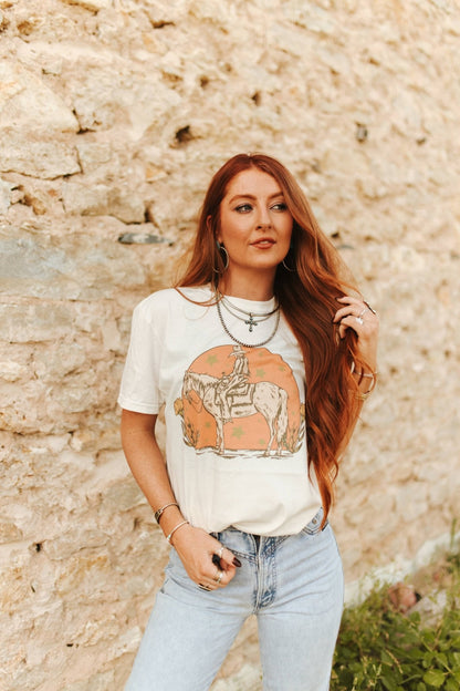 Sunset Cowgirl Rider Graphic Tee Wild Junkie